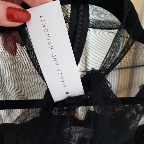 NWT Bianca and Bridgett "Jade" Elegant Midi Black Dress with Tulle Detail - Picture 16 of 16